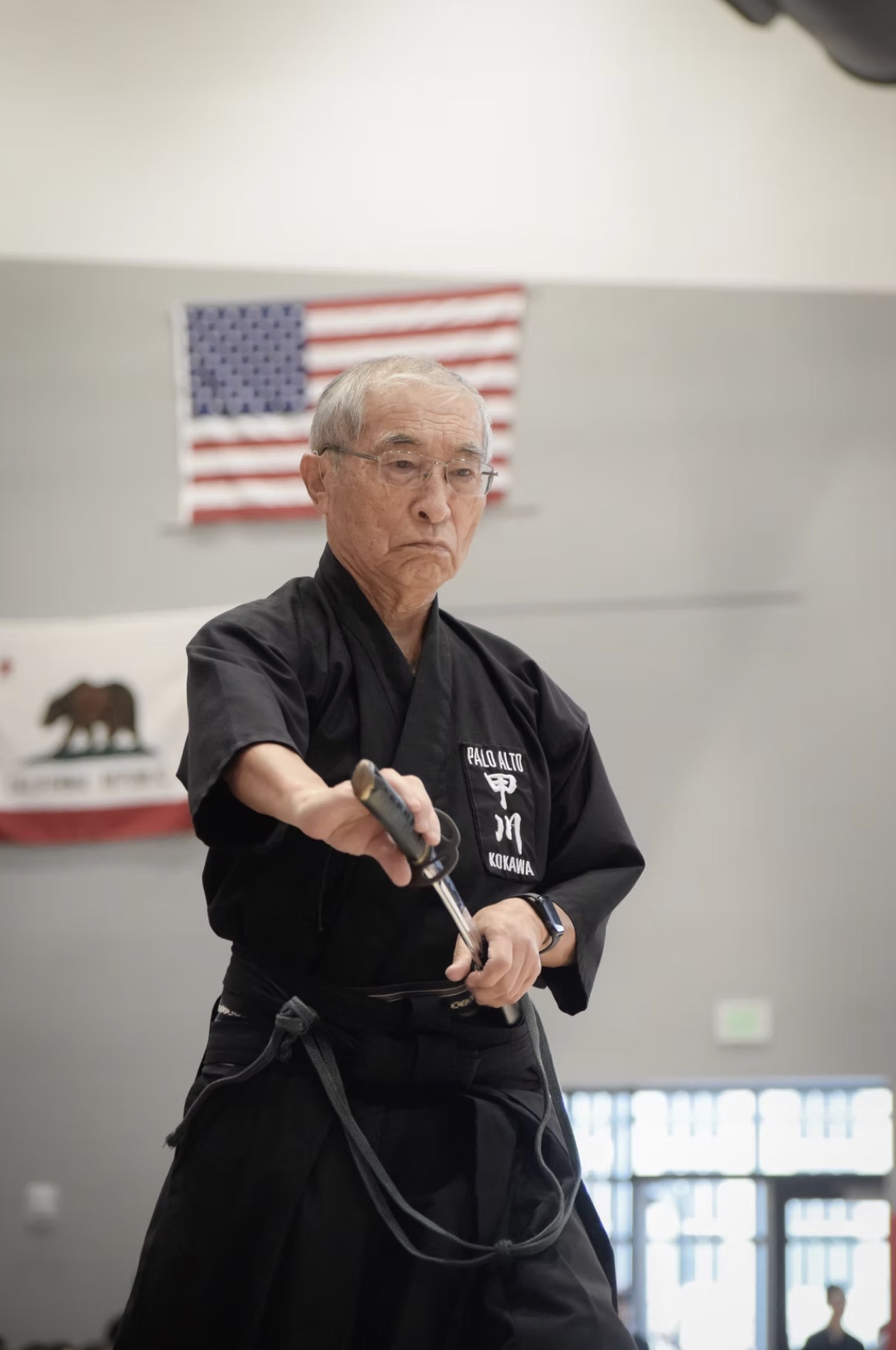 Kokawa Sensei performing an iaido enbu.