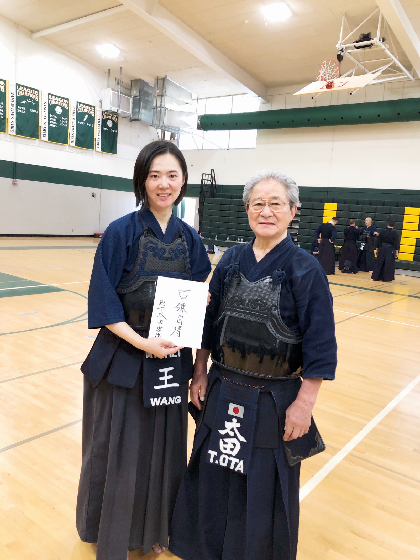 Kendo practitioners after a promotion